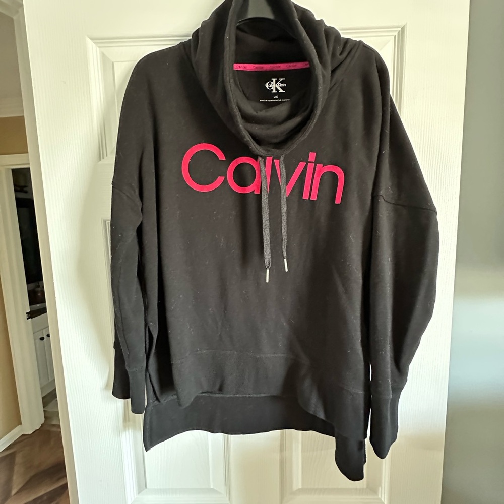 Calvin Klein Black and Pink Cowl Neck Sweater